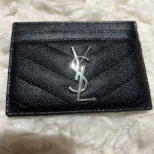 YSL Black Cardholder with Silver Hardware